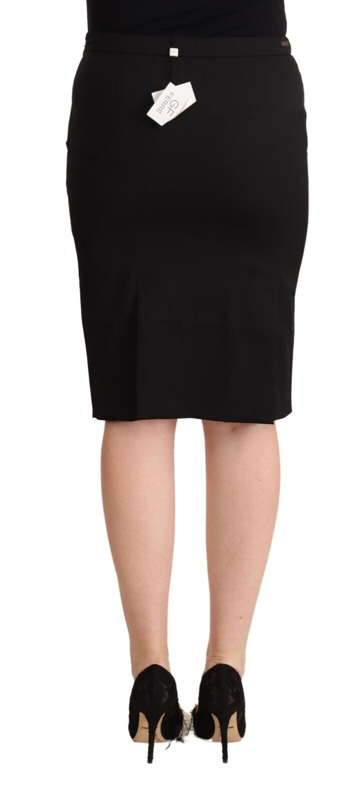 GF Ferre Black Pencil Knee Length Straight Skirt - Fizigo