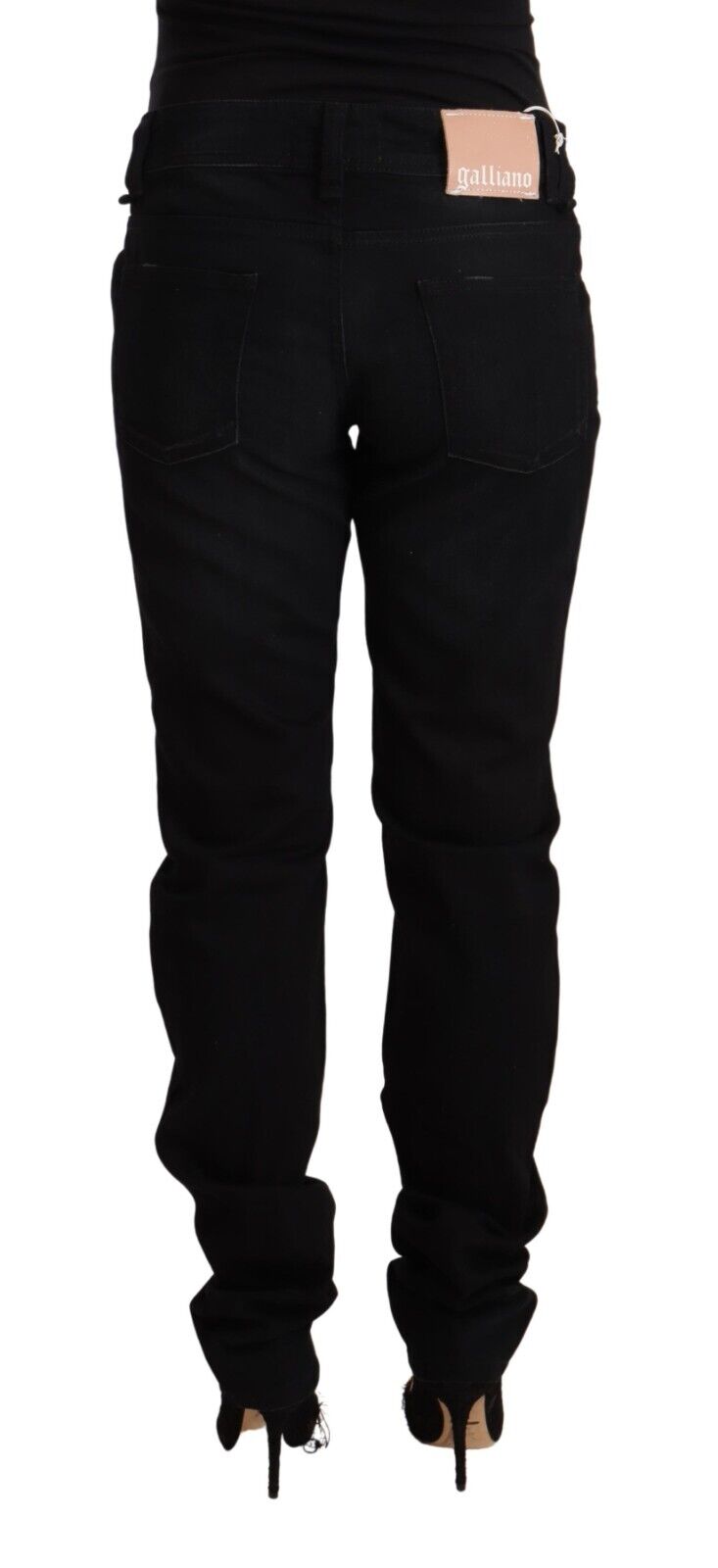 John Galliano Black Cotton Low Waist Skinny Slim Fit Denim Pants - Fizigo