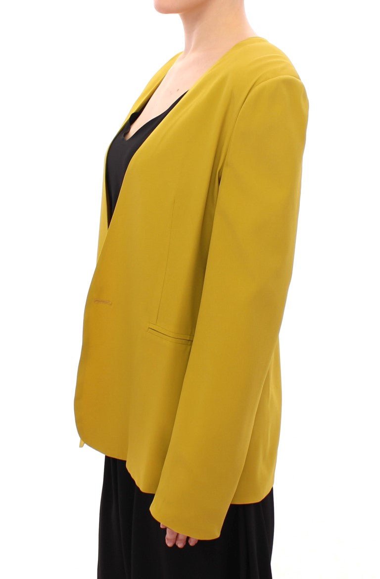 Lamberto Petri Mustard Yellow Silk Blazer Jacket - Fizigo