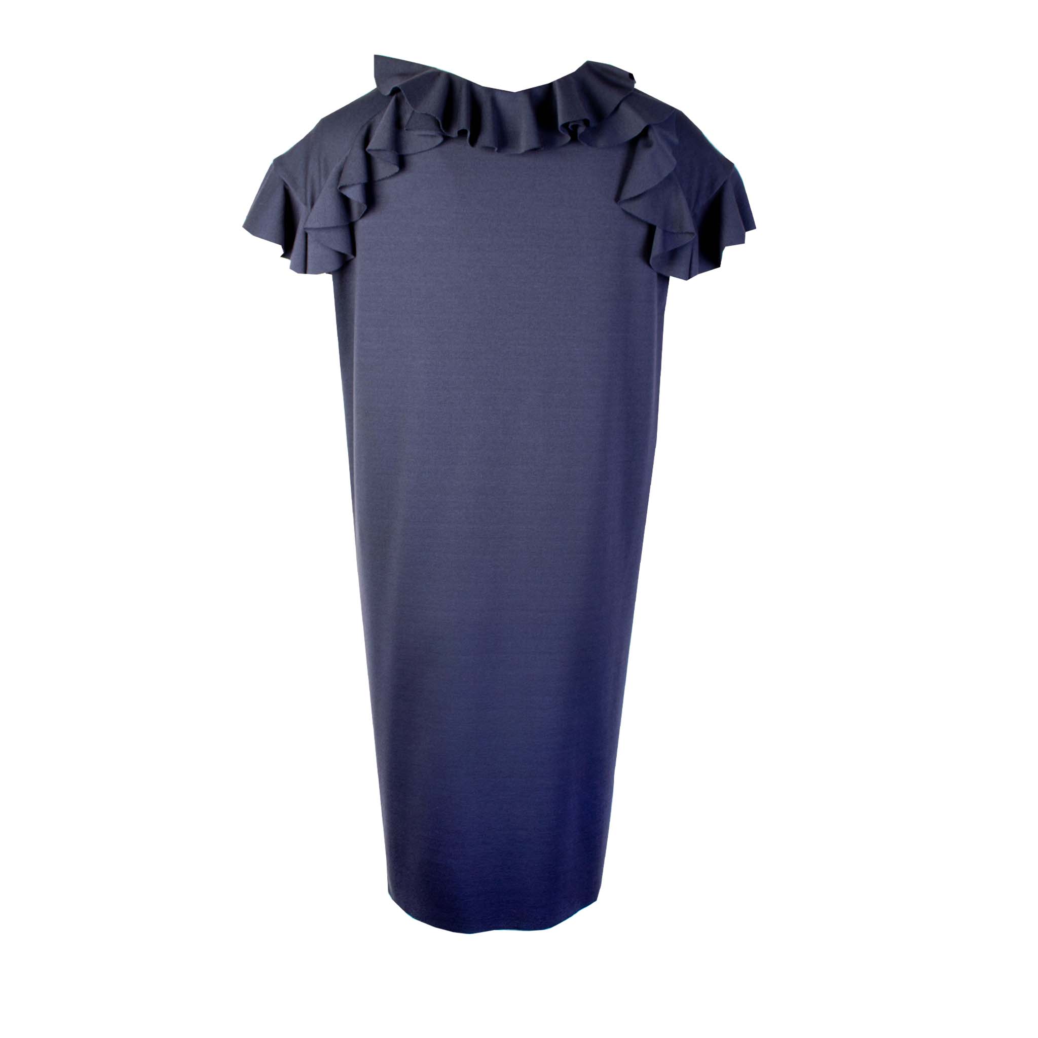 Lardini Blue Pencil Skirt with ruffles detail - Fizigo