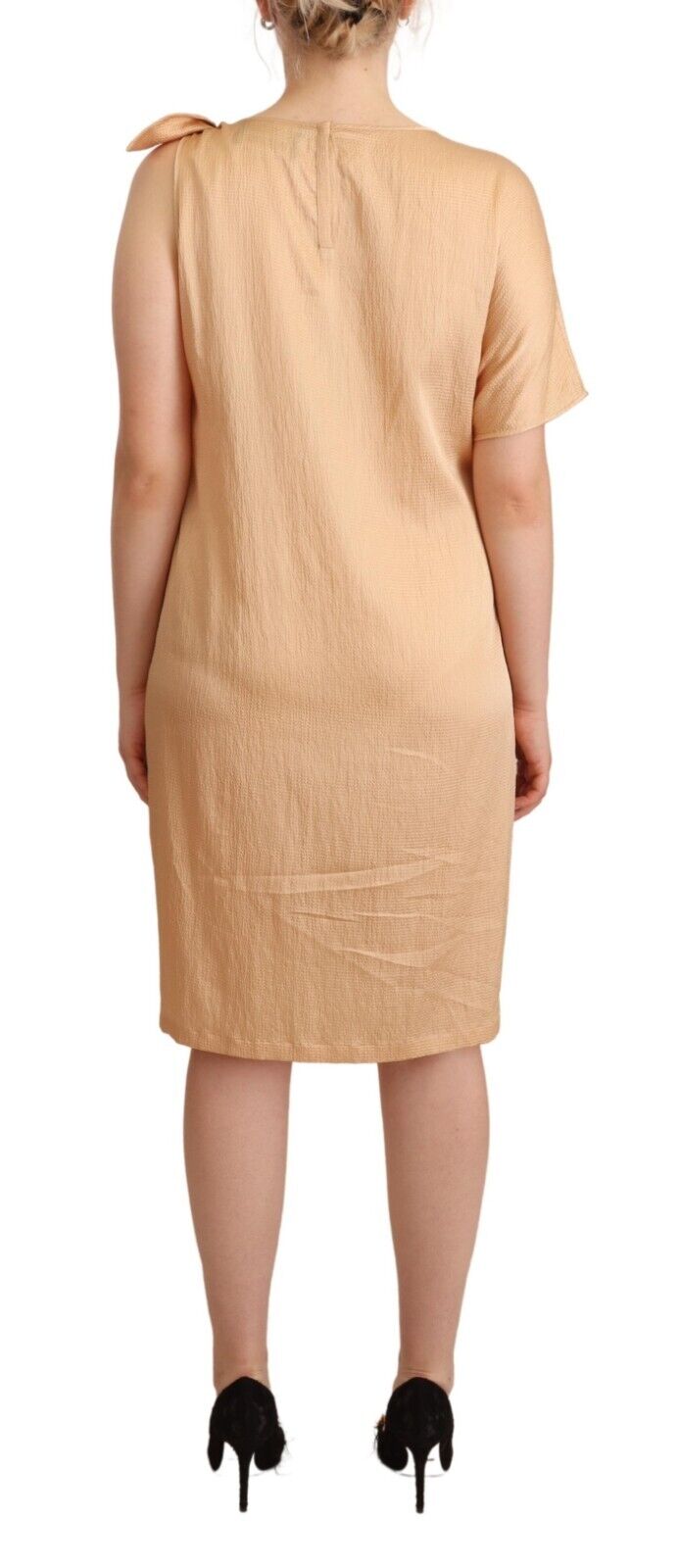 Moschino Beige One Sleeve Knee Length Shift Dress - Fizigo