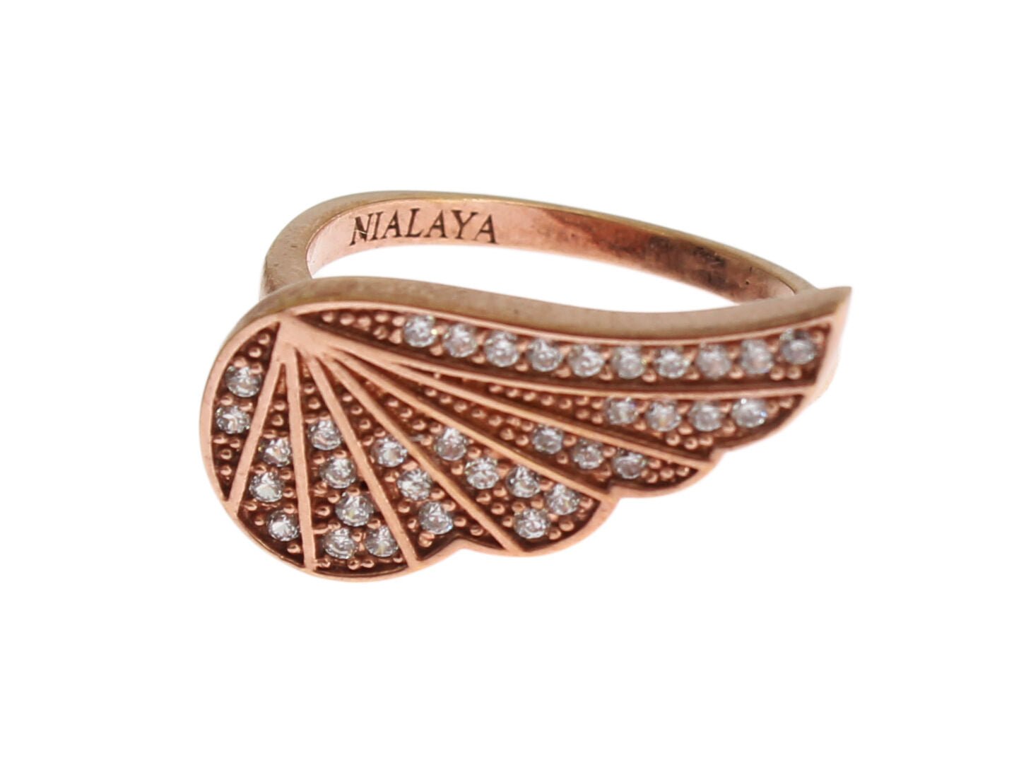 Nialaya Pink Gold 925 Silver Womens Clear CZ Ring - Fizigo