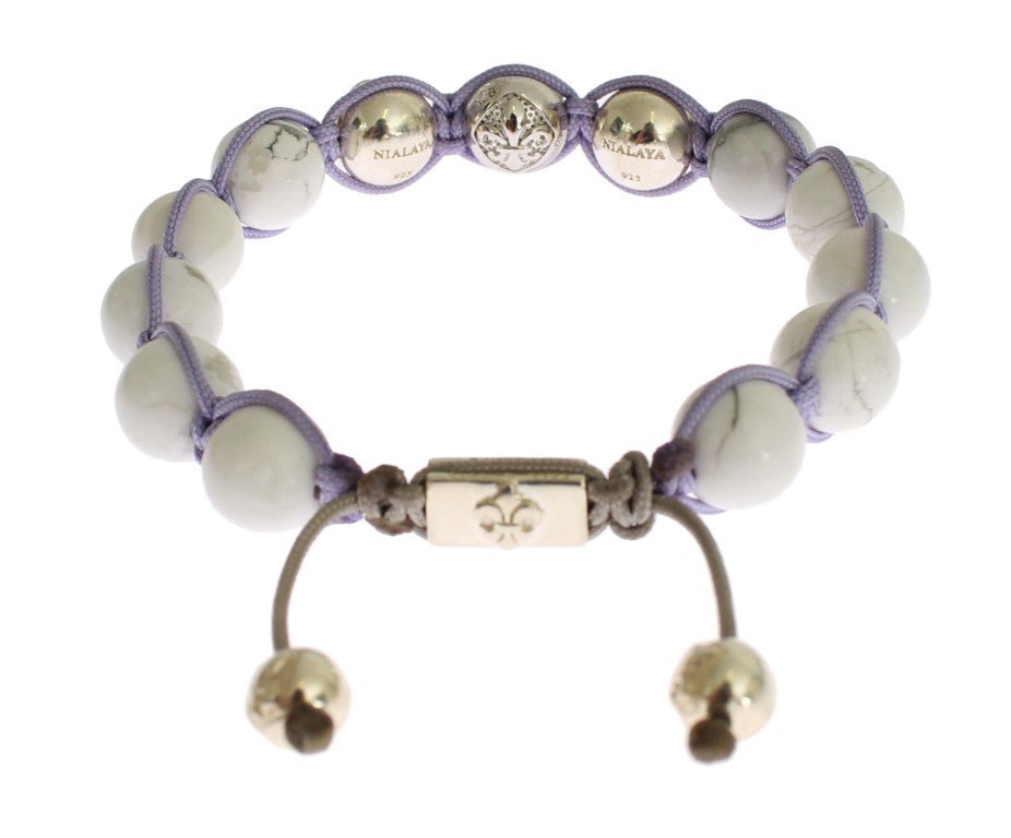 Nialaya Purple CZ Howlite 925 Silver Bracelet - Fizigo