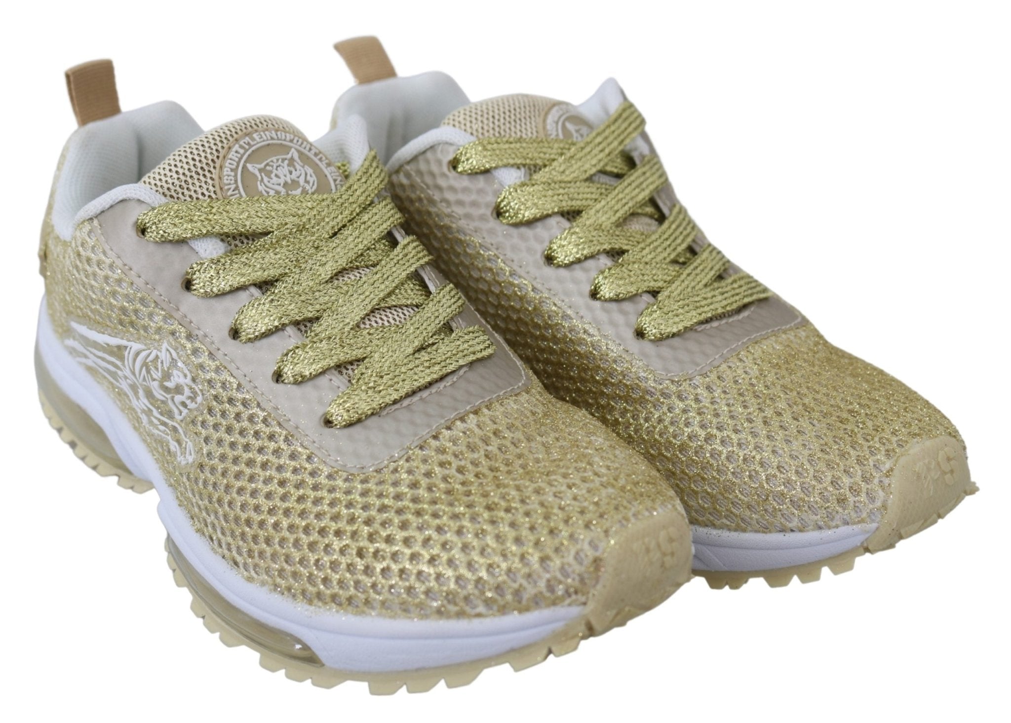 Plein Sport Gold Polyester Gretel Sneakers Shoes - Fizigo