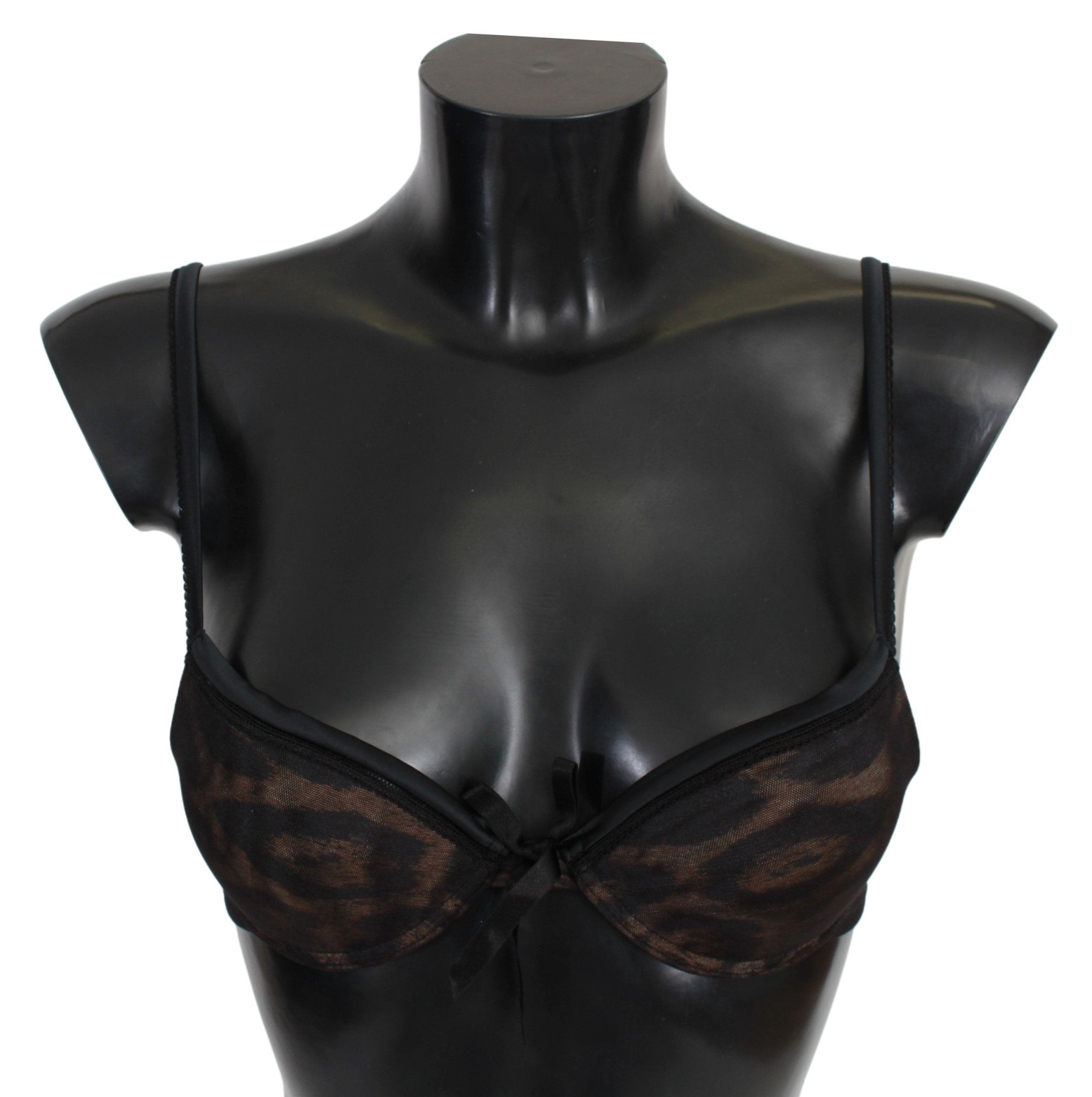 Roberto Cavalli Black Leopard Nylon Push Up Bra Underwear - Fizigo