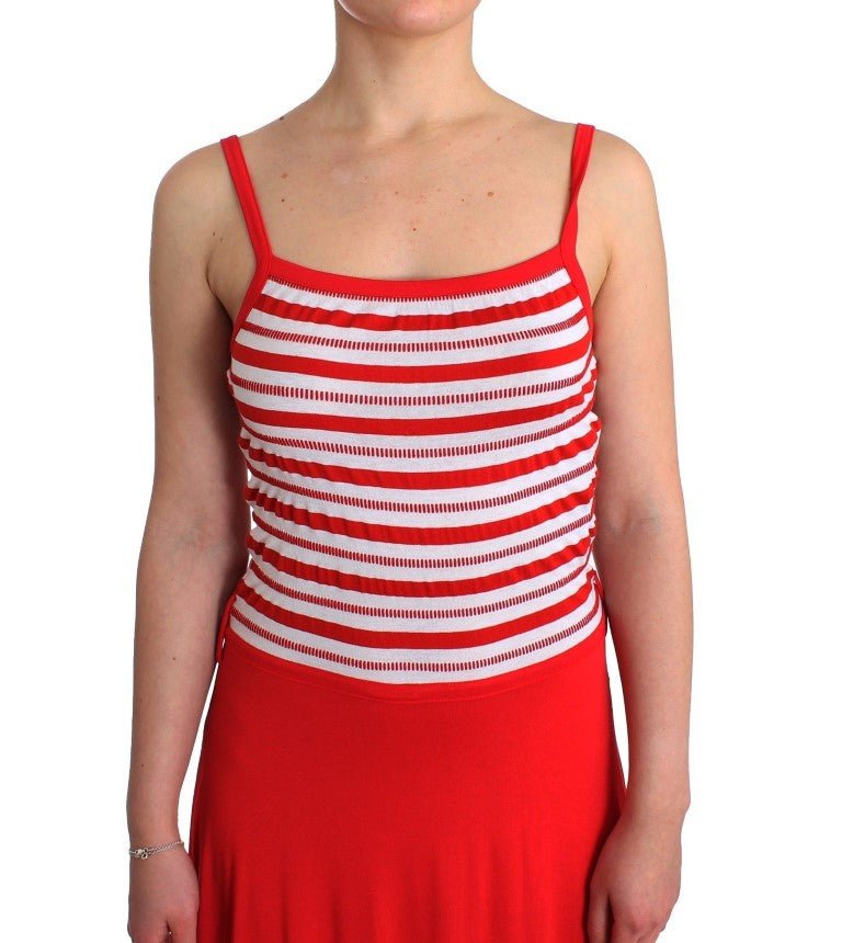 Roccobarocco Red striped jersey A-line dress - Fizigo