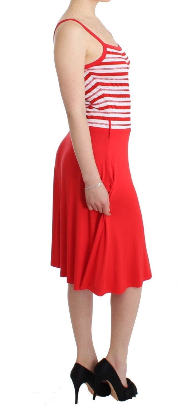 Roccobarocco Red striped jersey A-line dress - Fizigo