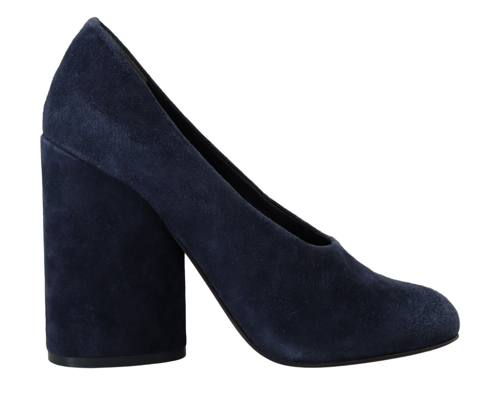 Tory Burch Navy Blue Suede Leather Block Heels Pumps Shoes - Fizigo