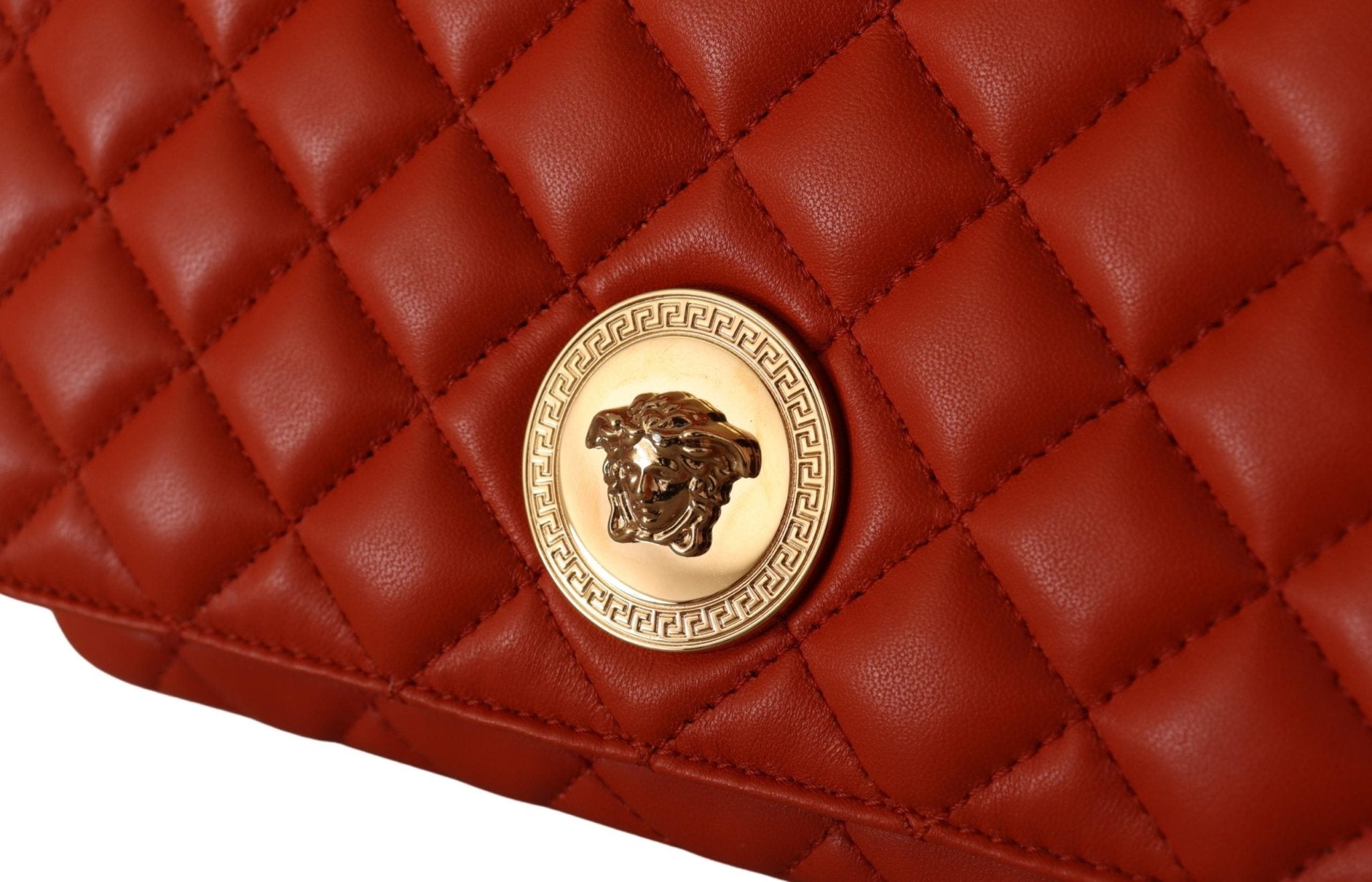 Versace Red Nappa Leather Medusa Shoulder Bag - Fizigo